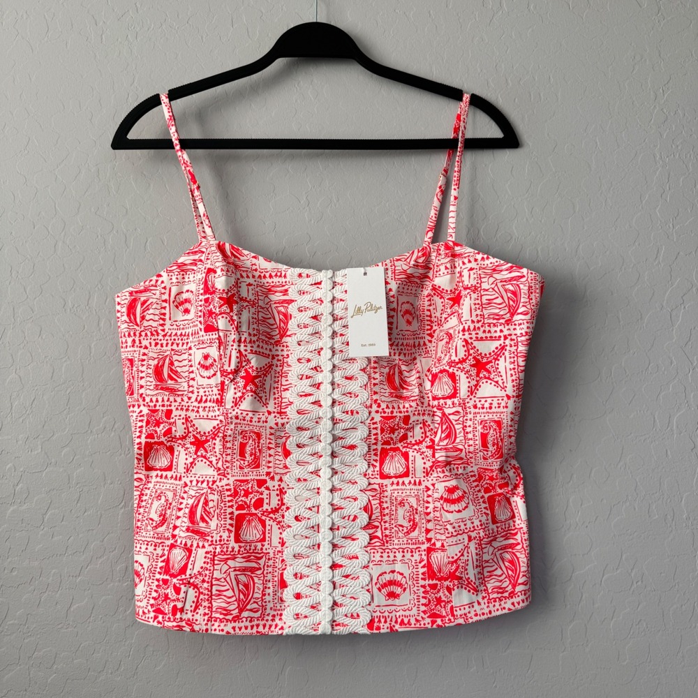 NWT Lilly Pulitzer Size 14 Shelli Stretch Top Mizzen Red Seaside Harbour